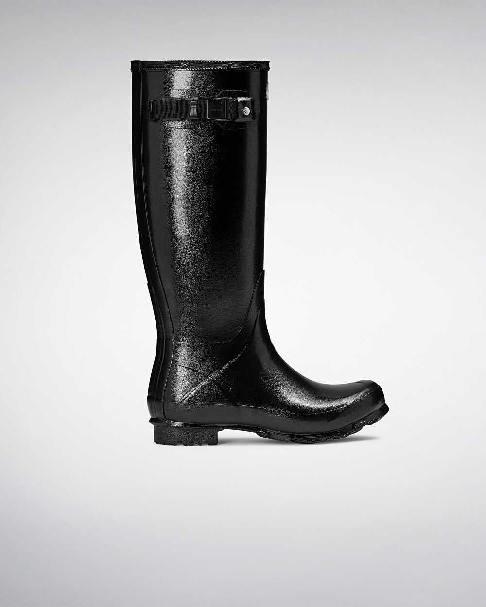 Hunter Norris Field Gloss Women's Rain Boots NZ-84554O Black